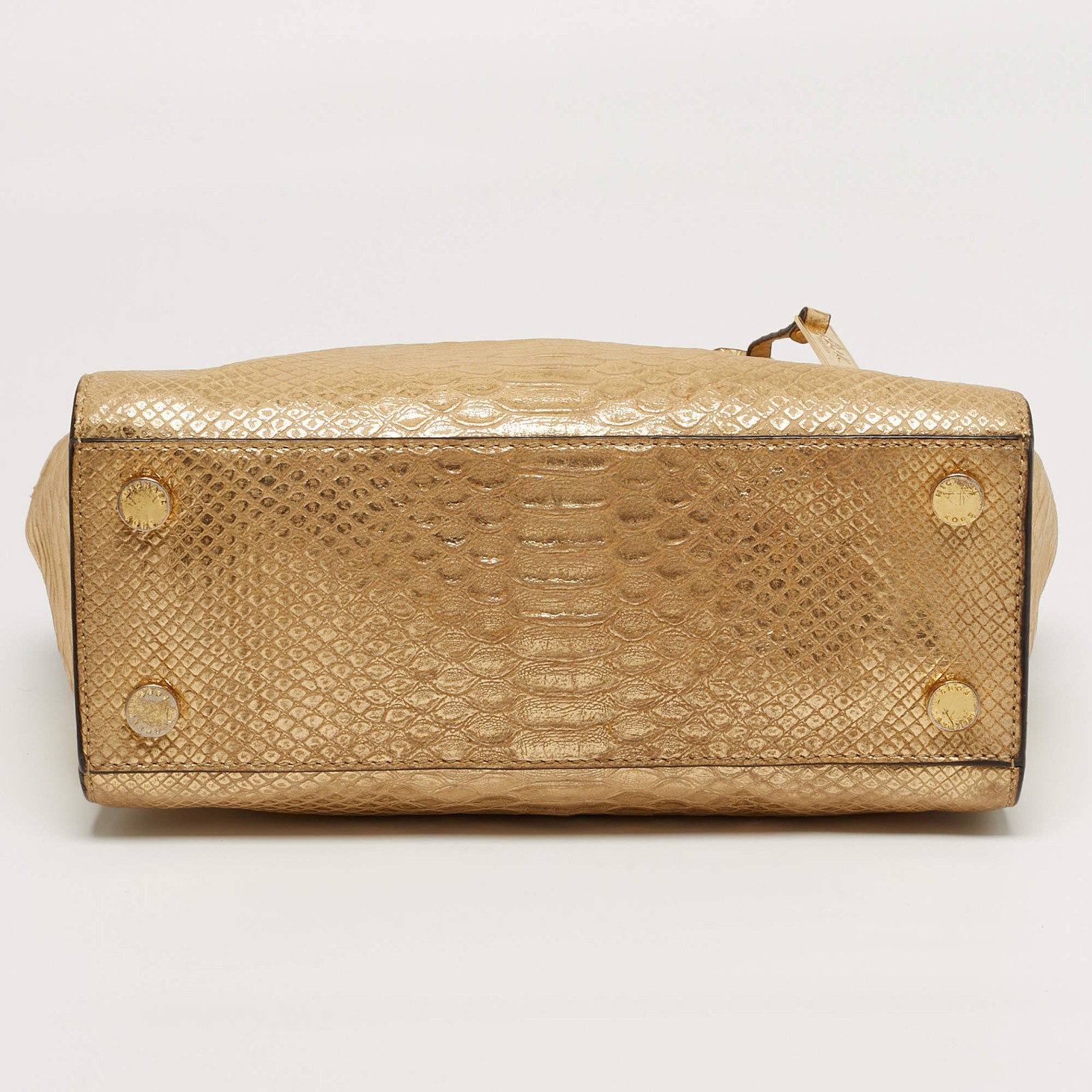 Michael Kors Selma Medium Gold Python Embossed Le… - image 6