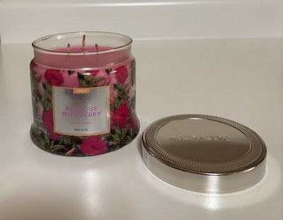 PARTYLITE HIBISCUS WILD BERRY SIGNATURE 3-WICK JAR CANDLE PURE COTTON WICKS NIB