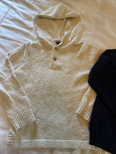 NICE Baby Gap Crewcuts Hooded Sweaters Set Of 2 Cream Navy 5T Kids L Unisex Boys - Picture 5 of 10