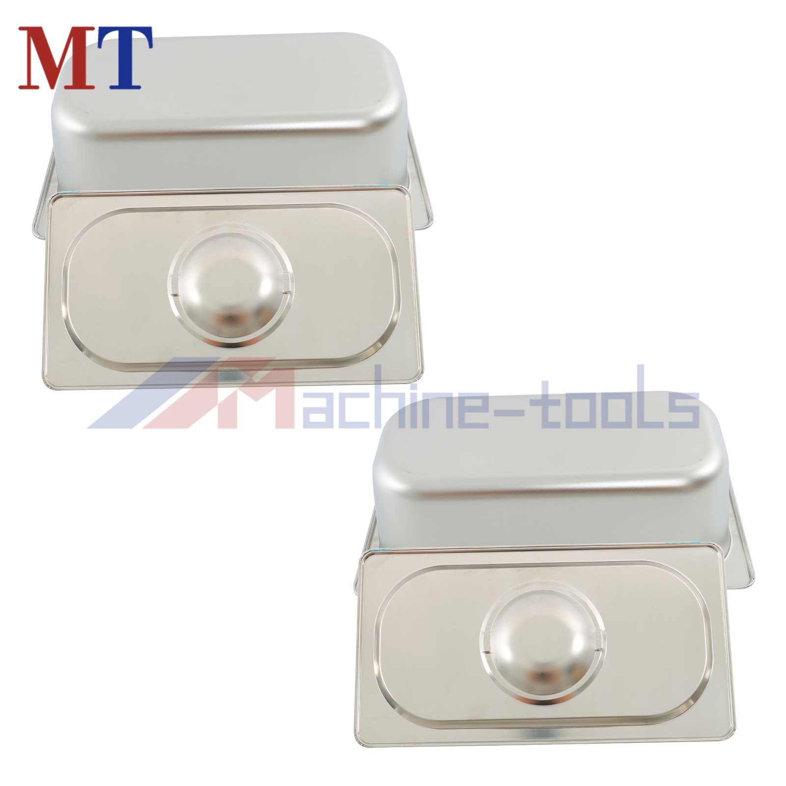 2 Commercial 1/3 Hotel Pans & Lids, 3.6 Inch Deep, Stainless Steel Food Pans