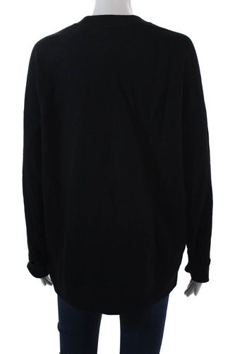 Naadam Women's Round Long Sleeves Pullover Fleece Sweatshirt Black Size L - Picture 3 of 6