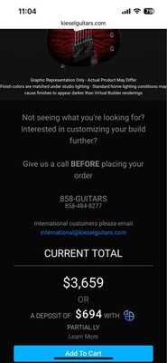 Electric Guitar Kiesel CL7 Pink Burst Quilted Maple Headless 7