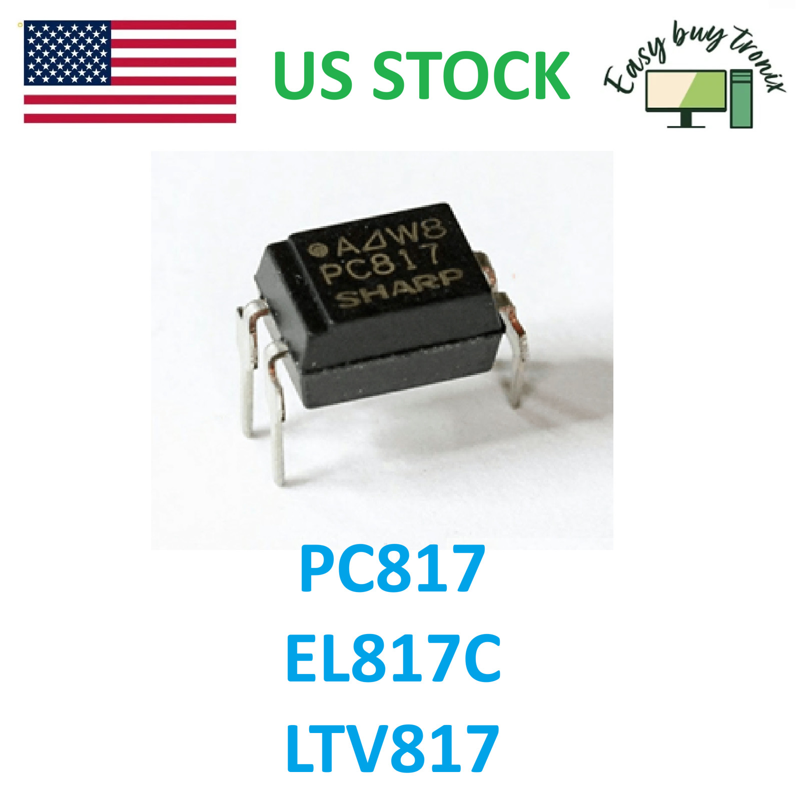12pcs PC817 EL817C LTV817 PC817-1 80V 20mA OPTOCOUPLER Phototransistor DIP-4