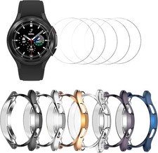 6 6 Pack Soft TPU Bumper Case with Tempered Glass for Galaxy Watch 4 Classic 46m