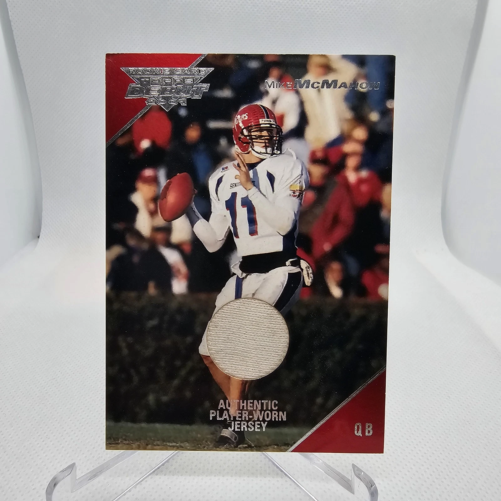 2001 Topps Debut Mike McMahon Rutgers Player-Worn Jersey /999 Rookie #111 4586