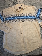 Roper Shirt Mens XL Vintage Aztec Cowboy Pearl Snap Button Long Sleeve H51