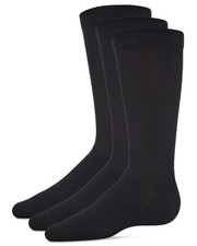 MeMoi 3 Pack Flat Boys Crew Socks, Comfortable Dress 8-9, Black