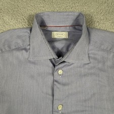 Eton Dress Shirt Mens 16 41 Slim Blue White Micro Striped Long Sleeve Button Up