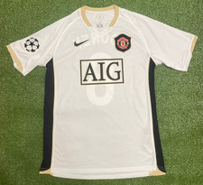 Manchester United 2007/08 Away Shirt Rooney#8 White/Gold Nike AIG UCL Size L