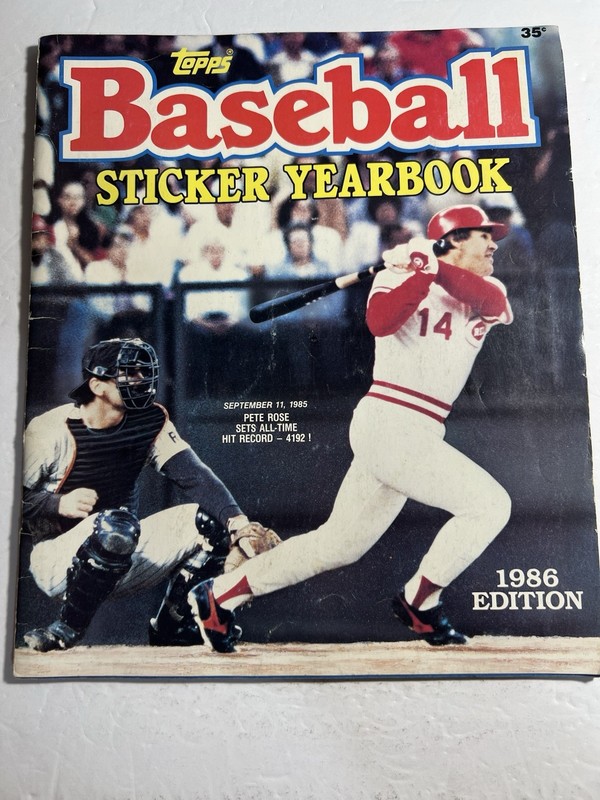 1986 Topps Baseball Sticker Yearbook Album Pete Rose Cover