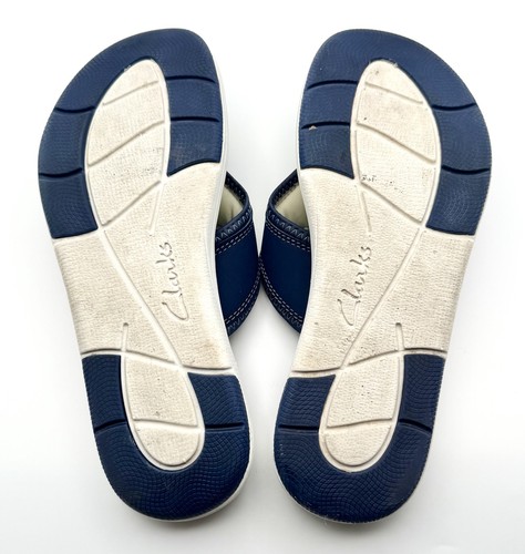 Sandalias Clarks Collection Raras Azul Chanclas Plantilla Memoria Ligeramente Usadas En muy buena condición - Imagen 6 de 7