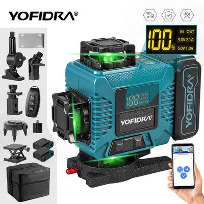 16 Line Laser Level Wasserwaage Selbstnivellierend 360° Kreuzlinienlaser +2 Akku
