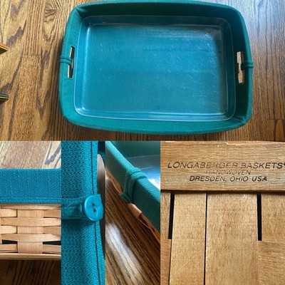 LONGABERGER 1993 Large Hostess Serving Tray Basket Combo w/Protector 20  x 15 