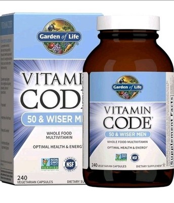 Garden of Life Vitamin Code 50 & Wiser Men 240 Veg Caps Exp 05/2026