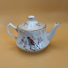 Royal Worcester Palissy Birds & Floral Keramik Teekanne mit Deckel England 450ml