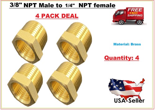 Hex Reducer Bushing 3/8" Male x 1/4" Female NPT Adapter Pipe Fitting Brass