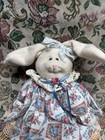 Vintage White Rabbit Plush Stuffed Animal Floral Dress Lace Collar — photo 8
