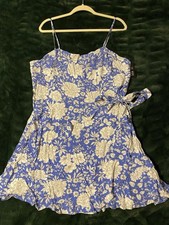Express Women’s XL Blue White Floral Mini Mock Wrap Dress