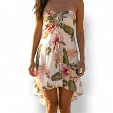 Sunny Island Hawaii Women's Floral Strapless Midi Dress Large Multicolor