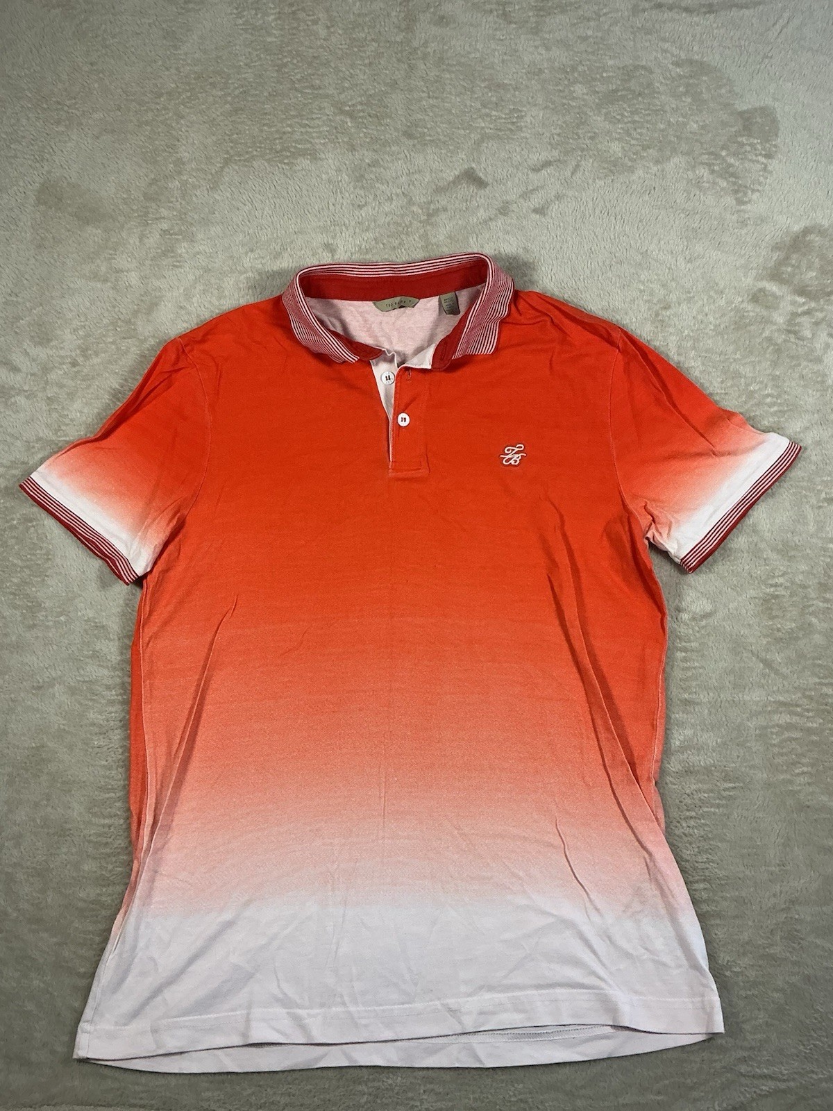 Mens Ted Baker Polo Golf Shirt Orange White Size 3