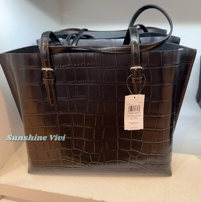 NWT Coach Large Mollie Tote Bag Crocodile-embossed leather CW018