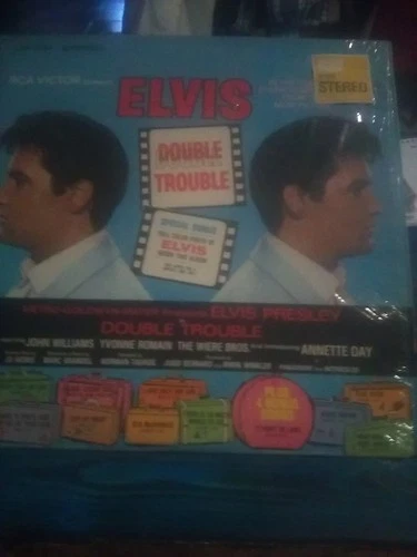 elvis presley vinyl lp double trouble lsp 3787 1st press white stereo in shrink