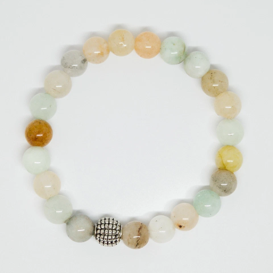 Bracciale elastico da Donna argento pietre naturali Agata varie sfumature 18cm - Immagine 4 di 4