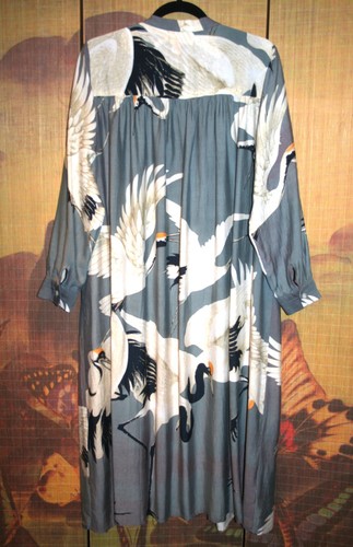 ONE HUNDRED STARS Fabulous Grey Stork Duster 50"CH Gathers ART DECO Robe Gown - Picture 2 of 10