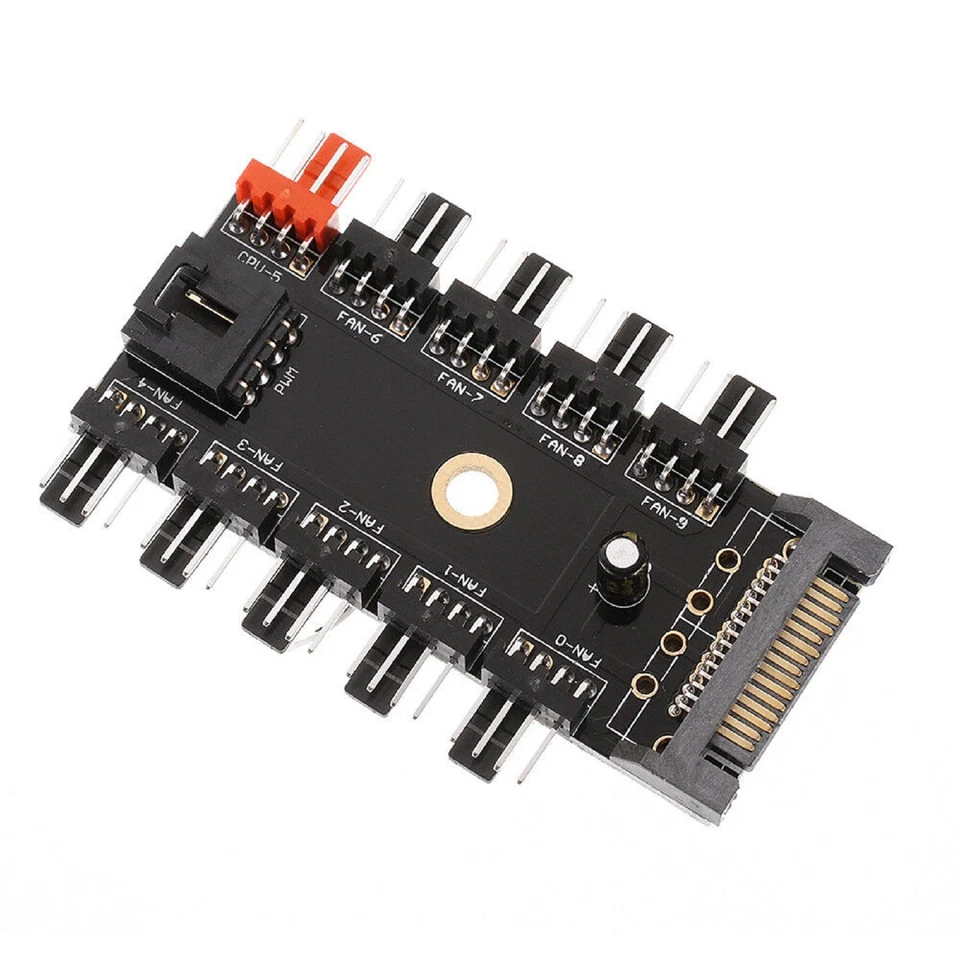 4Pin PWM Cooler Fan HUB Splitter 1 To 10 Extension SATA Power Supply Adapter j - Image 3 of 4