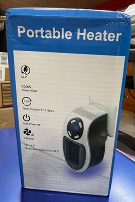 ULP Portable Heater Plugs into Wall  500W Auto Power Off 2 Speeds with Remote