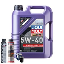 Motoröl 5W40 LIQUI MOLY Synthoil High Tech 5L+BOSCH Ölfilter +Spülung +Cera Tec