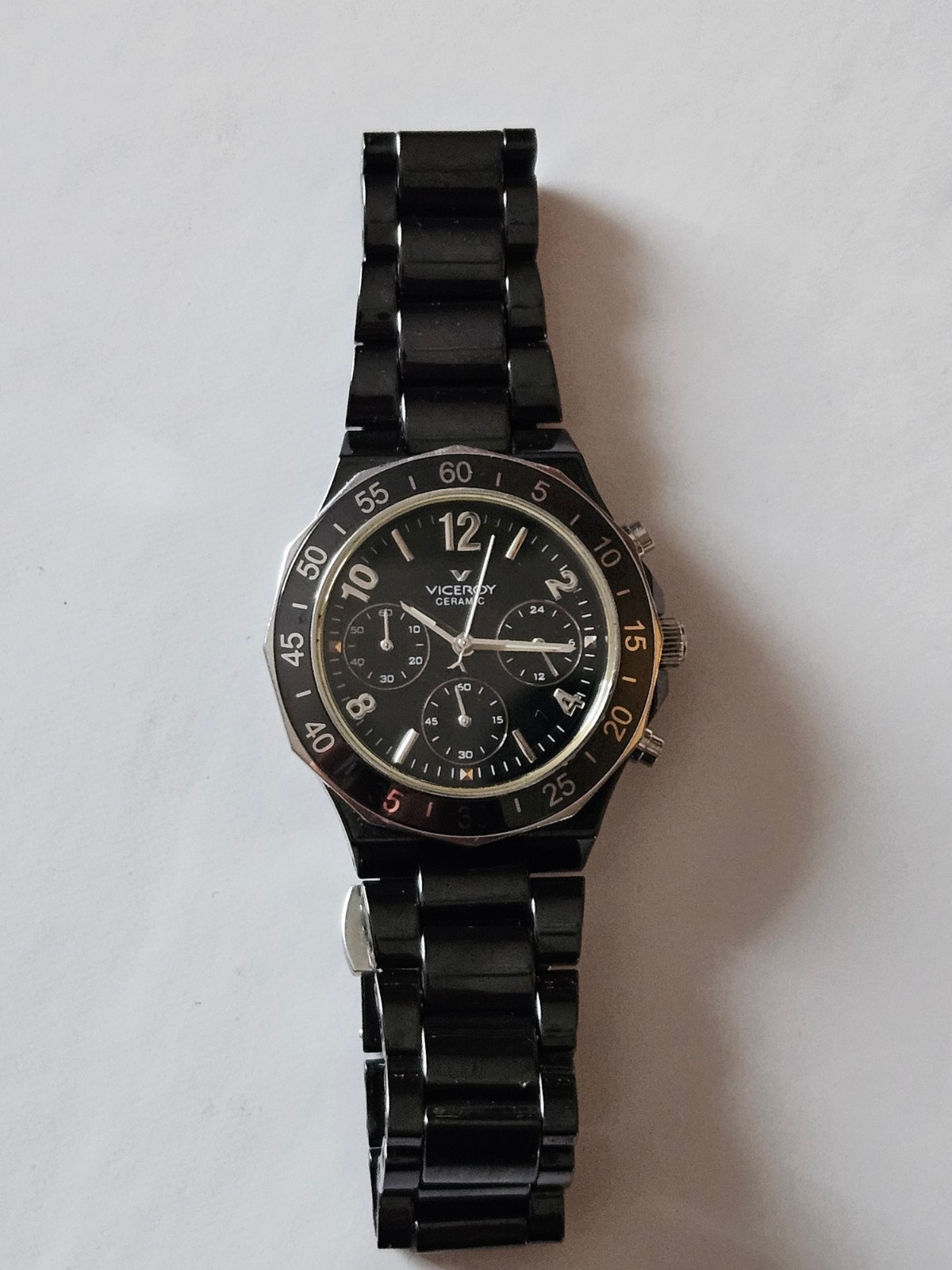 Viceroy 47600 Black Ceramic Chronograph Men's Watch Sapphire Crystal Stainless S