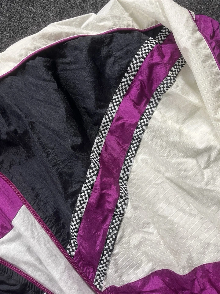 Chaqueta cortavientos Sunterra vintage años 80 90 para mujer XL rosa bloques de colores a cuadros Foto 2 de 4