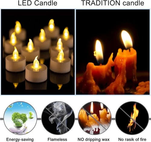 LED Tea Lights Battery Operated Flameless Candles 50 Pack Warm Yellow image 7
