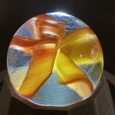 Vintage Vitro Hybrid Marble Pastel Cats Eye .61" Yellow Orange Glow Full Bloom
