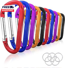10 Pack 3 Aluminum Spring Snap Hook Carabiner D Ring Carabiner Clip Camping