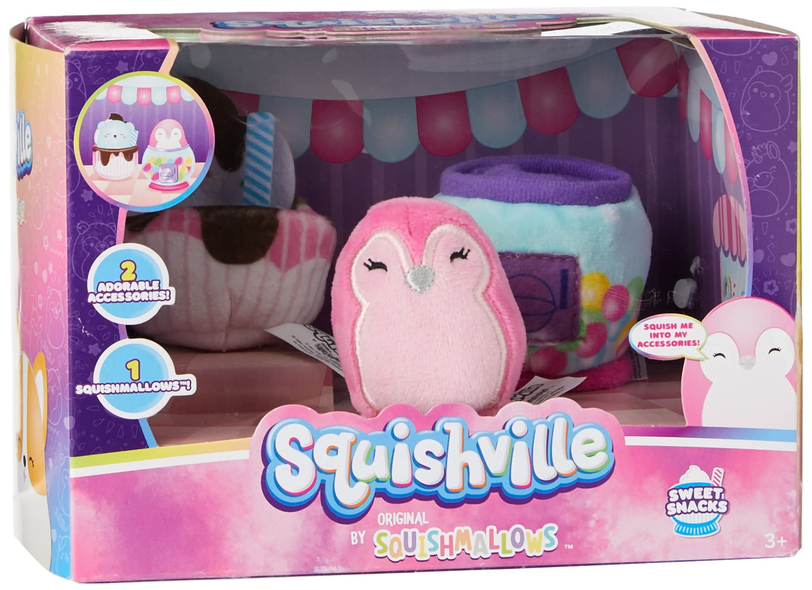 Squishville SQM0320 Sweet Snacks Accessory set Set-2-Inch Plush Toys for Kids, M