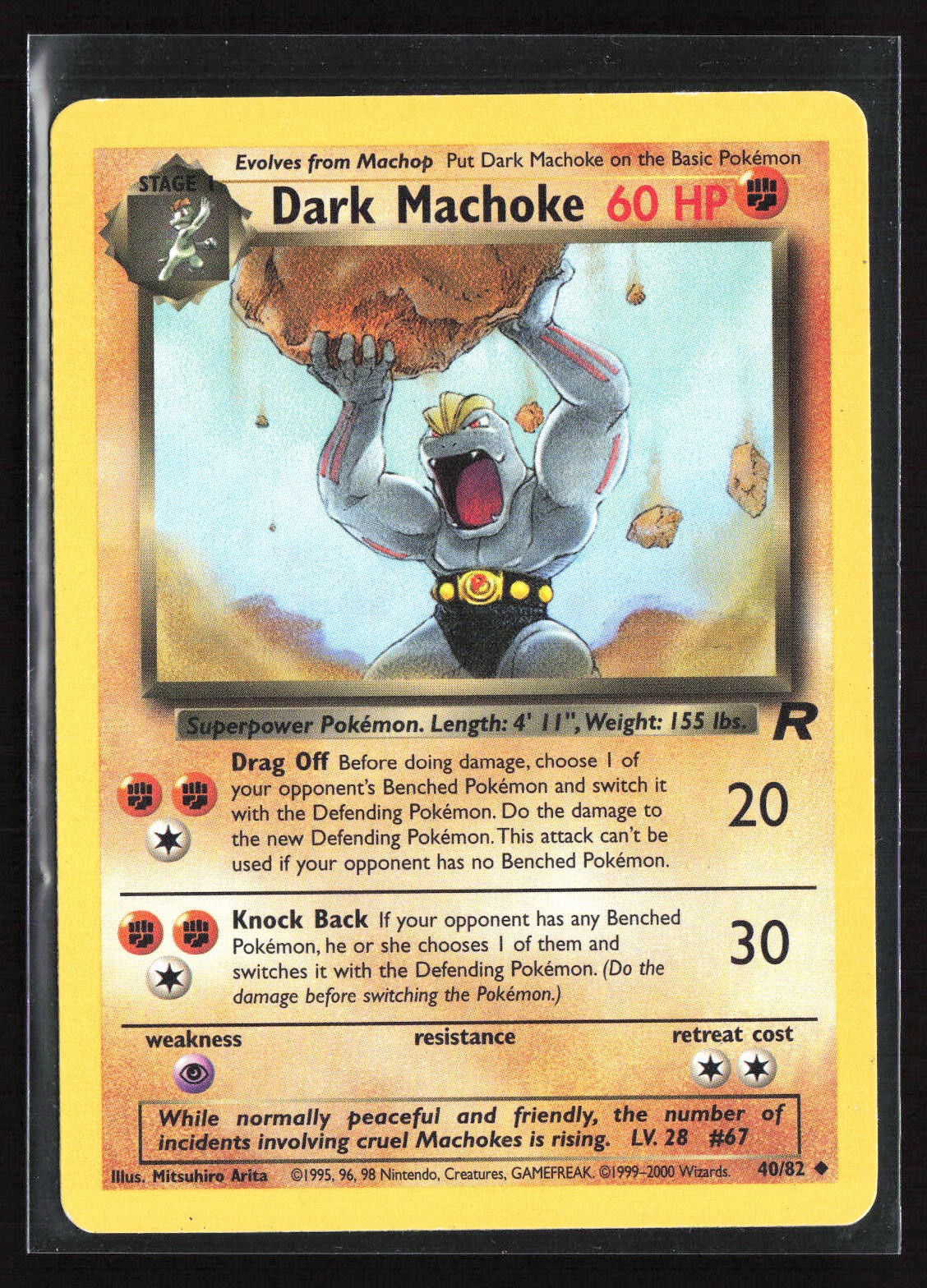 Pokemon TCG - Dark Machoke Unlimited Uncommon Team Rocket 40/82 MP