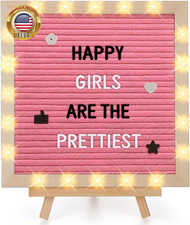 Changeable Felt Letter Board with LED Lights - 10 10" Message Custom Signs Woo