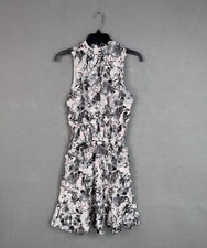 Elliatt Dress Womens XS Pink Floral Cutout Lace Up Ruffle Mini Party Wedding