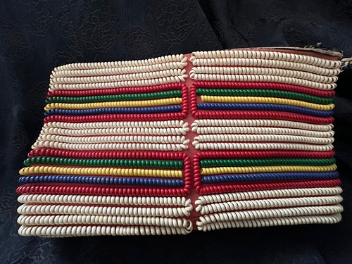 Vintage 1940s Telephone Phone Cord Rainbow Purse Handbag Unique!