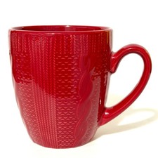 Royal Norfolk Red Textured Cable Knit Sweater Design Coffee Mug 16 oz NEW W/ TAG