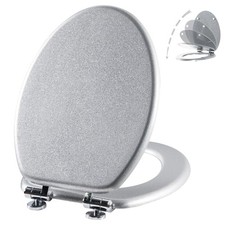 Glitter Toilet Seat Molded Wood Elongated Toilet Seat with Quietly Close and ...