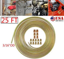 Zinc Steel Brake Line Tubing Kit 3/16" OD 25 Foot Coil Roll With 16Pcs Fittings