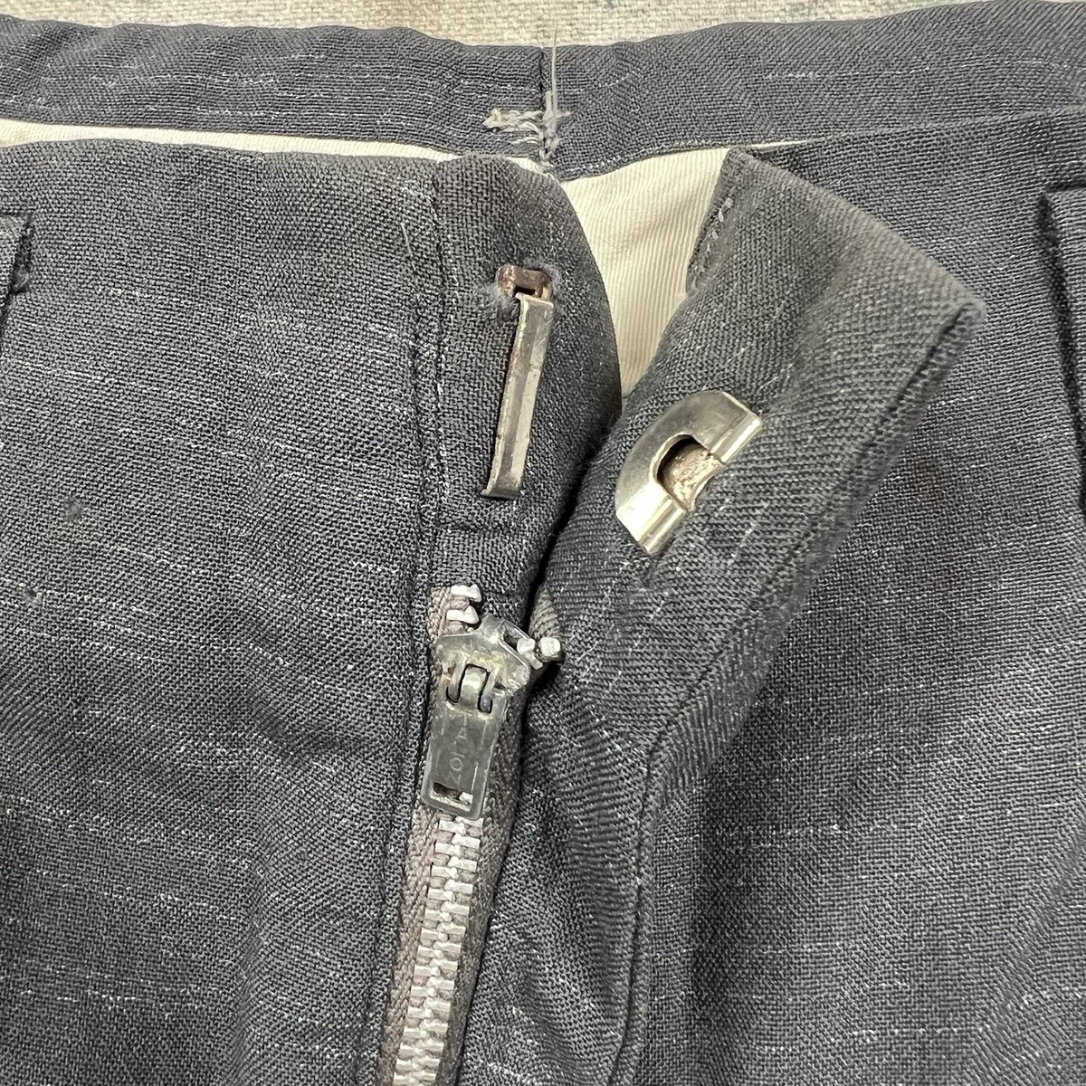 Vintage 50s Atomic Fleck Gabardine Rayon Drop Loop Pants Mens