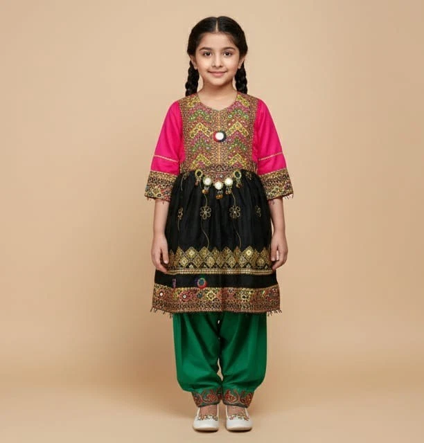 kids Afghani dress girls afghan dress kids afghan suit girls shalwar kameez  Pak - Image 2 of 2