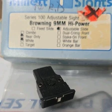 Millett Series 100 Adjustable Rear Sight Browning Hi-Power Fits Factory White