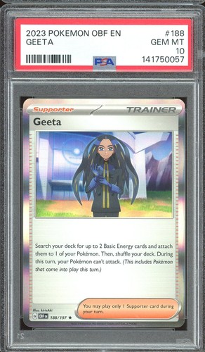 Pokemon TCG Scarlet & Violet Obsidian Flames #188 Geeta Holo Rare PSA 10 - Picture 1 of 2