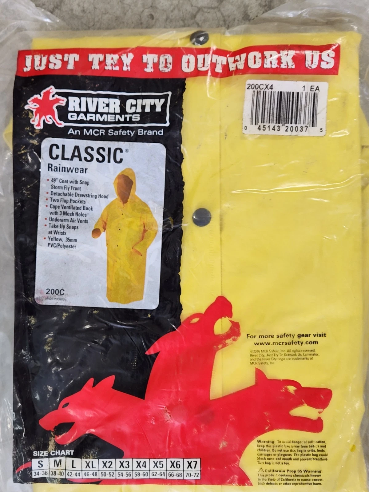 2 pcs - MCR Safety 200CX3 Classic Rain Coat .35mm PVC/Polyester Detachable Hood - product detail image 3
