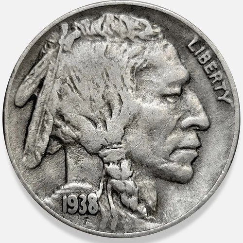 1938-D Buffalo Nickel 5c Fine F+ * Original Surfaces * 1938D #1